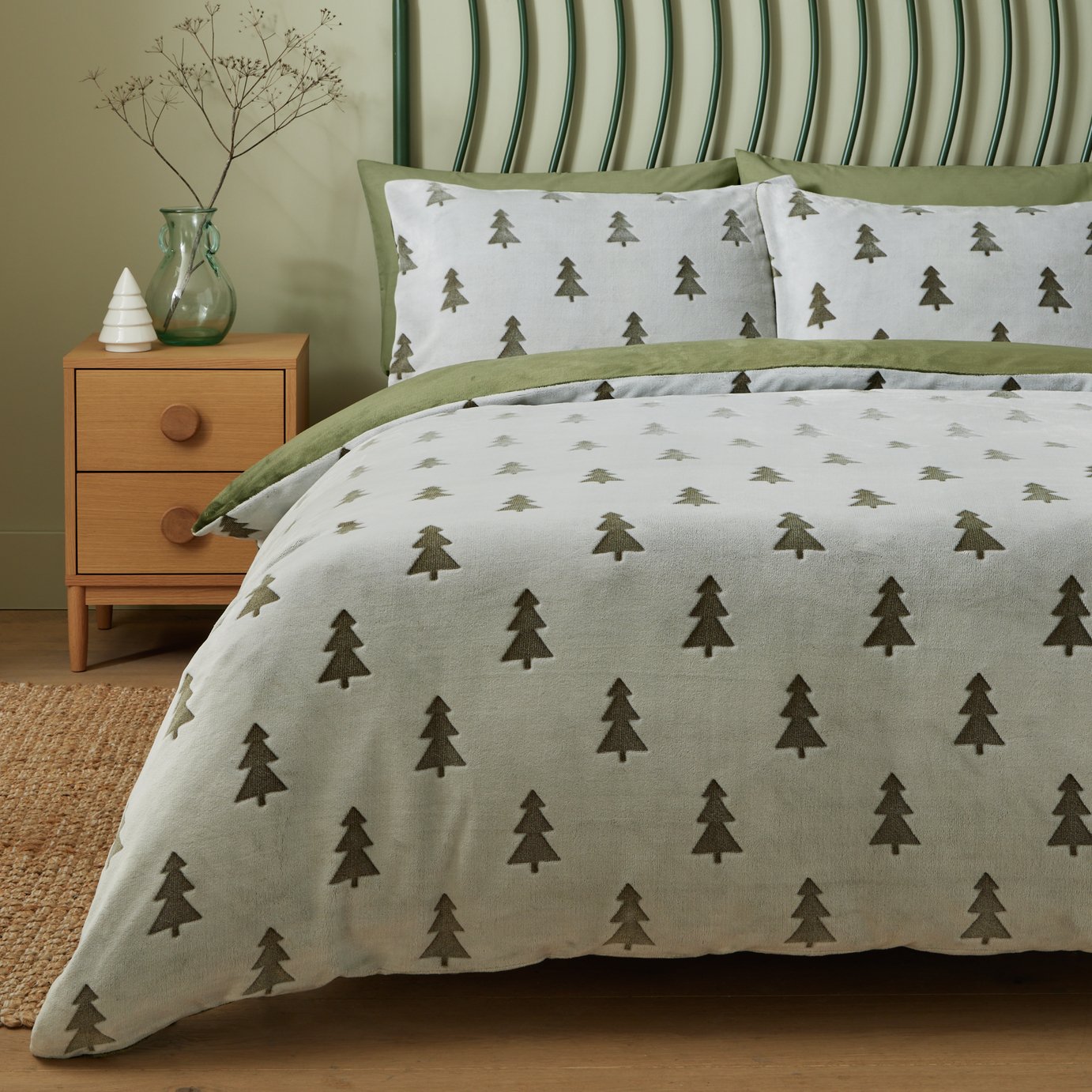 Xmas Trees Fleece Bedding Set Single