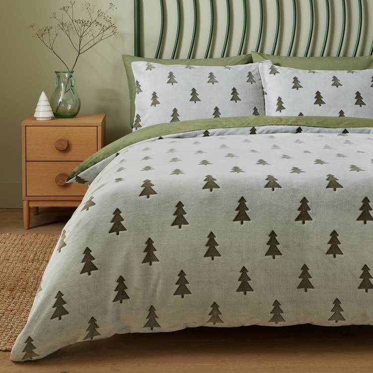 Argos Home Xmas Trees Fleece Bedding Set - Single 0