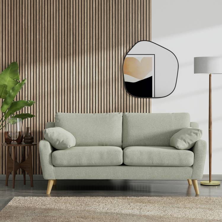 Habitat Ivor Fabric 3 Seater Sofa - Sage Green - Ash Leg 0