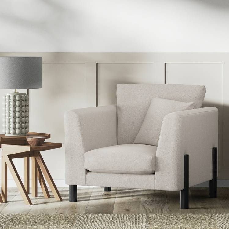 Habitat Aston Fabric Armchair - Stone - Black Leg 0