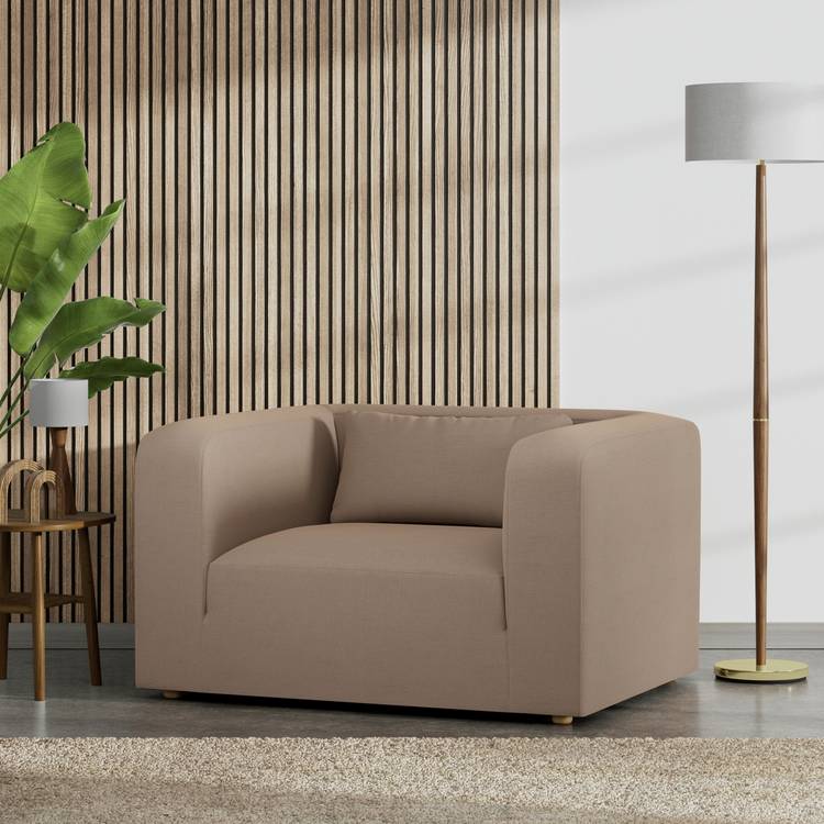 Habitat Lars Fabric Cuddle Chair - Biscuit 0