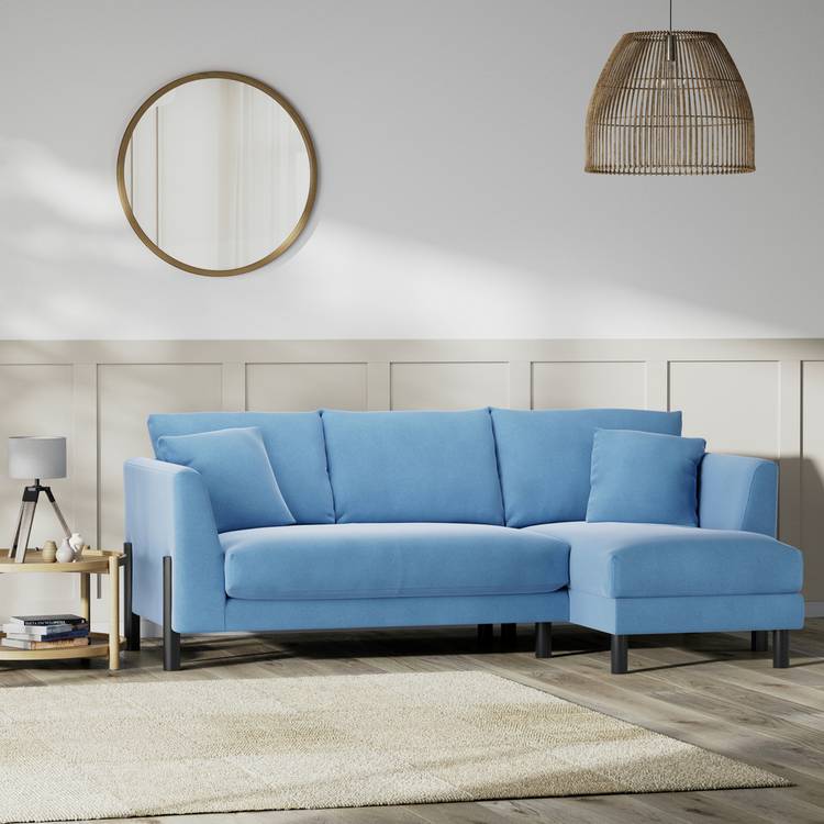 Habitat Aston Right Hand Corner Sofa - Sky Blue - Black Leg 0