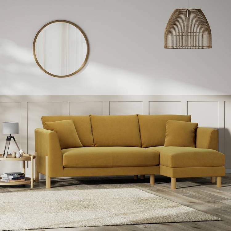 Habitat Aston Right Hand Corner Sofa - Gold - Ash Leg 0