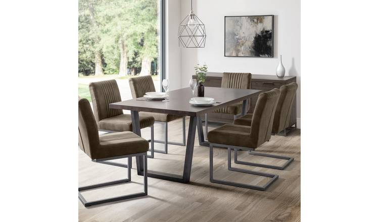 Julian Bowen Pair of Suede Effect Dining Chairs - Charcoal