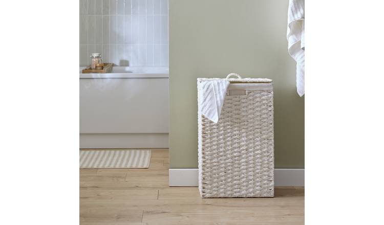 Argos Home 45L Slimline Woven Laundry Hamper - White