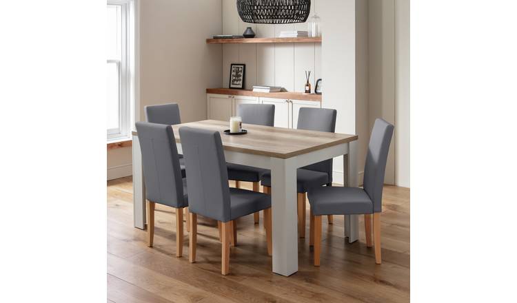 Argos Home Preston Grey Dining Table & 6 Grey Chairs