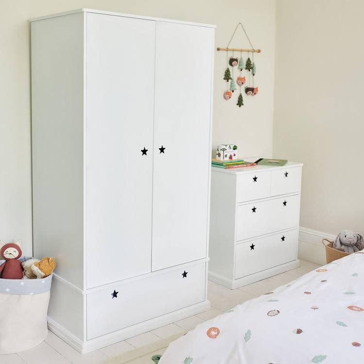 Great Little Trading Company Star 2 Door Wardrobe - White 0