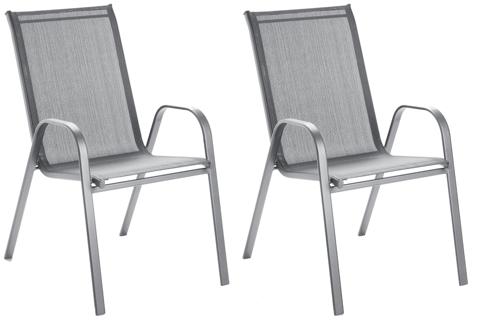 Argos Home Sicily Set of 2 Stacking Garden Chairs - Grey