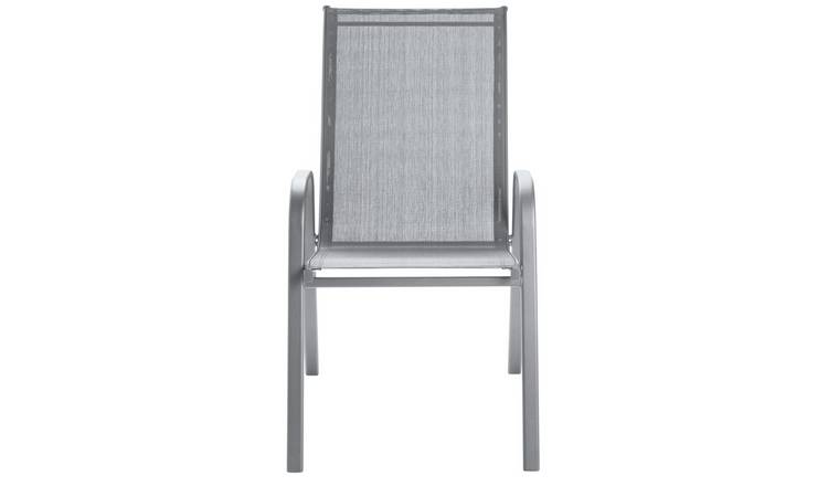 Buy Argos Home Sicily Metal Pack of 2 Stacking Chairs - Grey | Garden