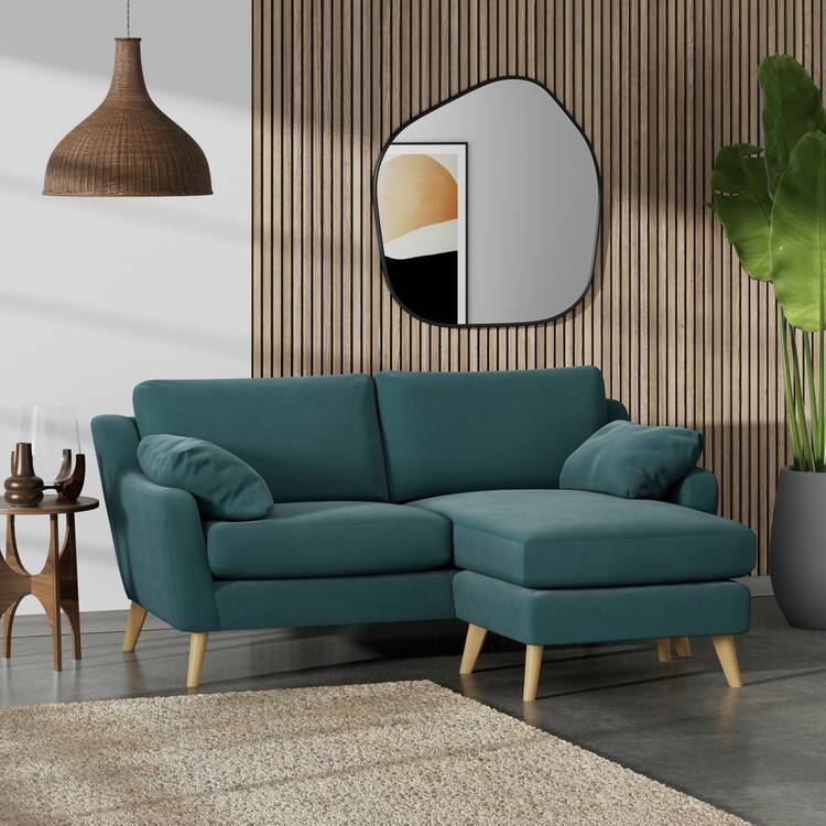 Habitat Ivor Right Hand Corner Sofa - Teal - Ash Leg 0