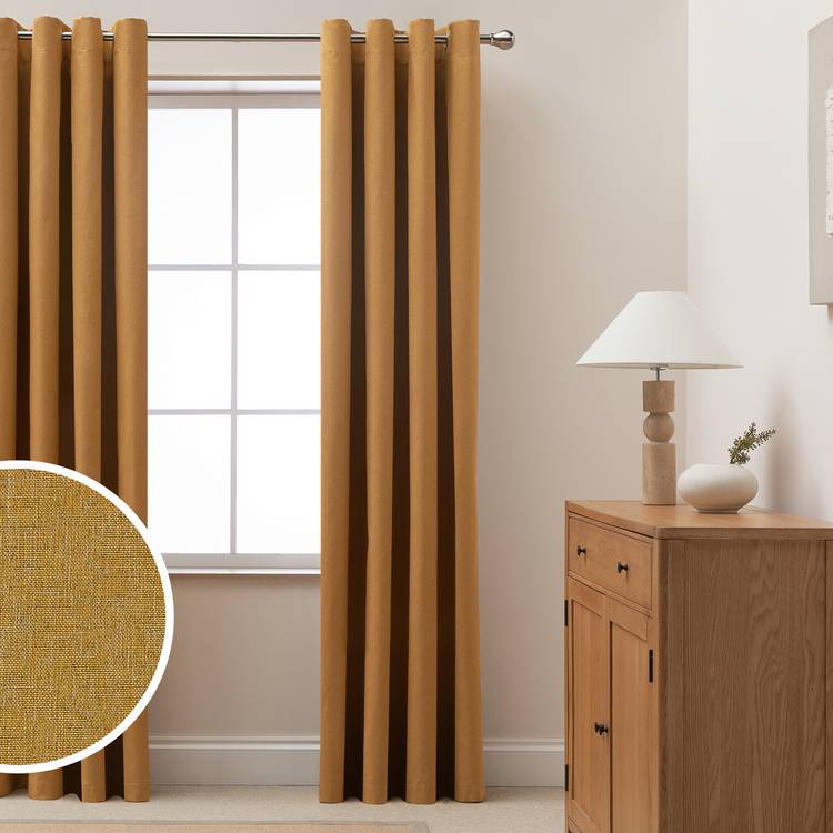 Habitat Blackout Eyelet Curtains - Mustard Yellow - 168x229cm 0