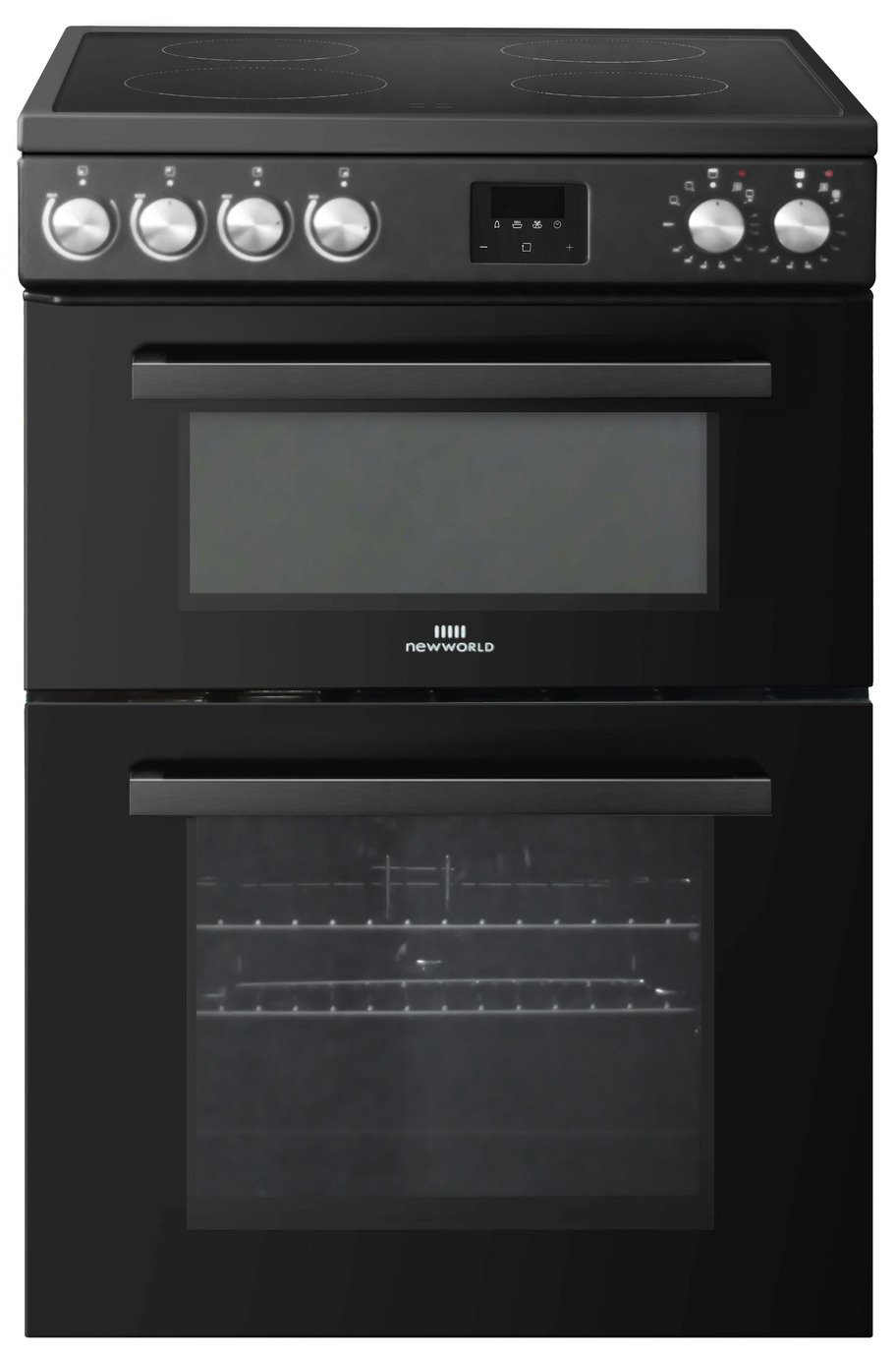New World NWLS60DEB 60cm Double Oven Electric Cooker - Black