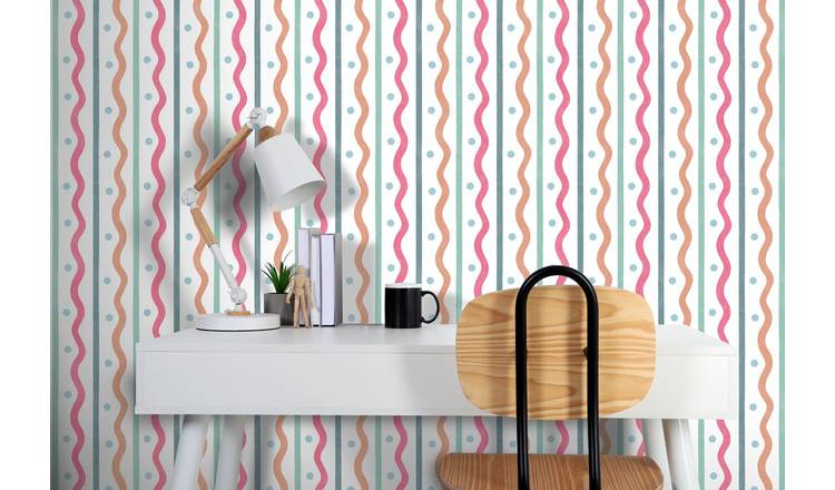 Arthouse Esselle Squiggle Striped Wallpaper - Multicoloured