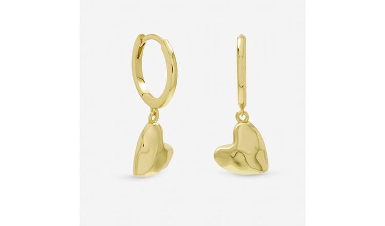 Inicio Gold Plated Molton Heart Huggies In Gift Pouch 