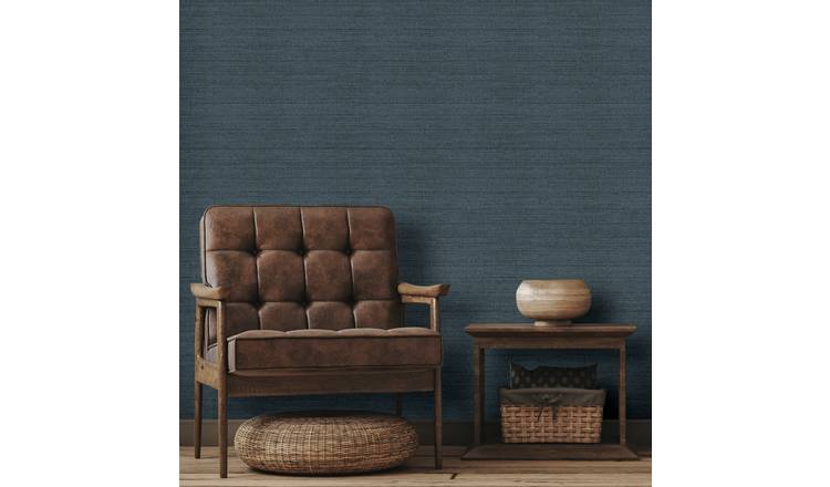Arthouse Esselle Raffia Texture Wallpaper - Blue