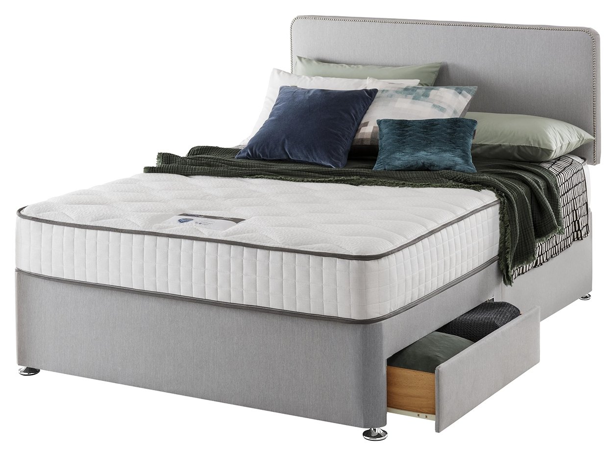 Silentnight Memory Small Double 2 Drawer Divan Bed - Grey