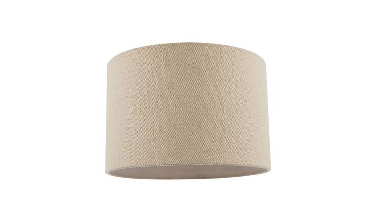 Happy Homewares Light Taupe Oatmeal Linen Fabric Drum Lampshade - 30cm