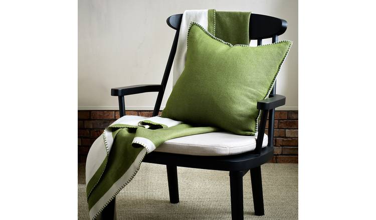 Habitat Blanket Stitch Cushion - Green - 50x50cm