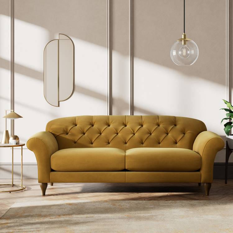 Habitat Brooker Fabric 4 Seater Sofa - Gold - Dark Leg 0