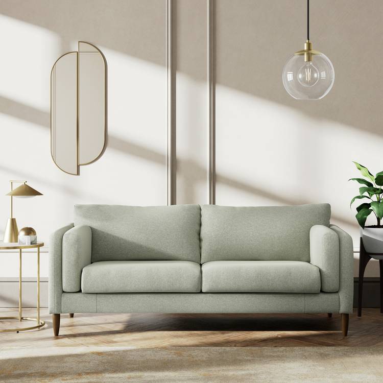 Habitat Newington Fabric 3 Seater Sofa -Sage Green -Dark Leg 0
