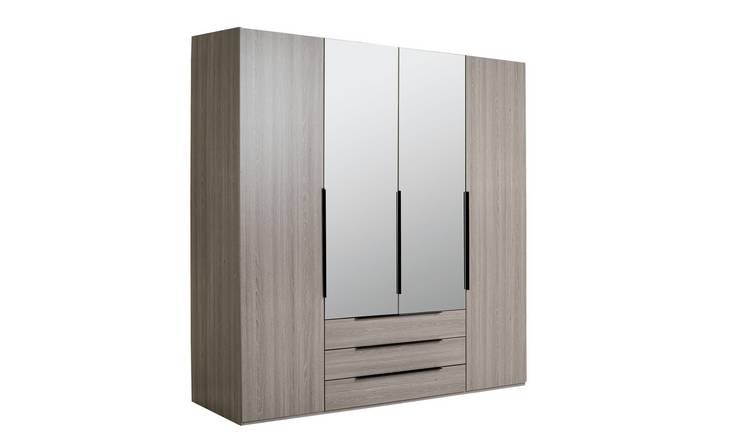 Argos Home Hallingford 4 Door 3 Drawer Wardrobe - Grey & Oak