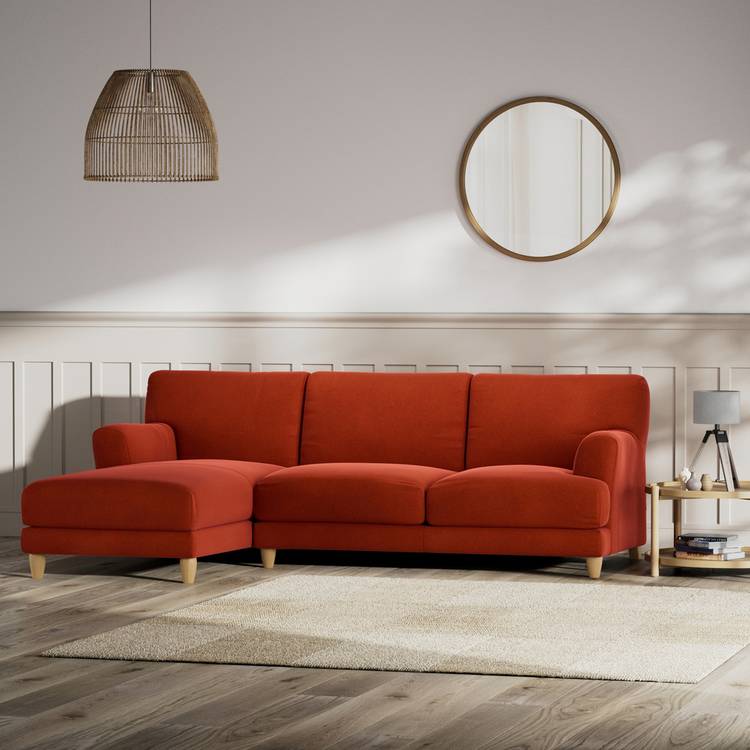 Habitat Askem Velvet Left Hand Corner Sofa - Burnt Orange  0