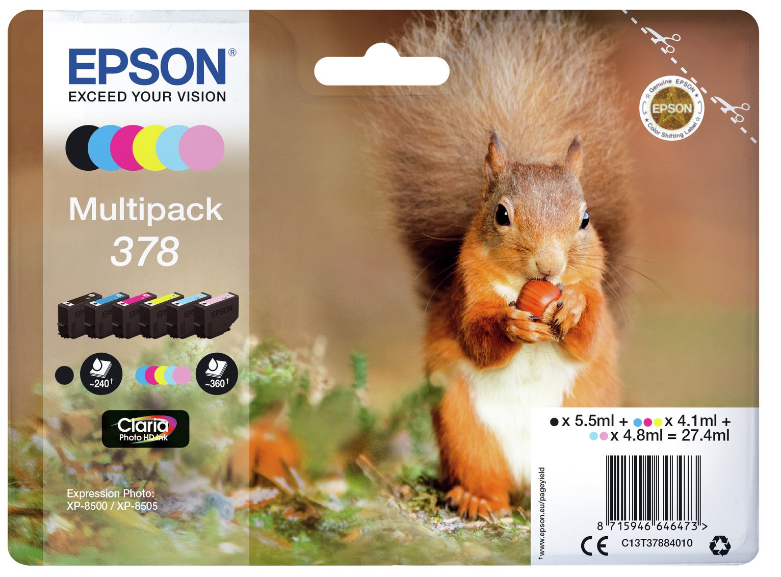Epson 378 Squirrel Ink Cartridge Multipack - Black & Colour