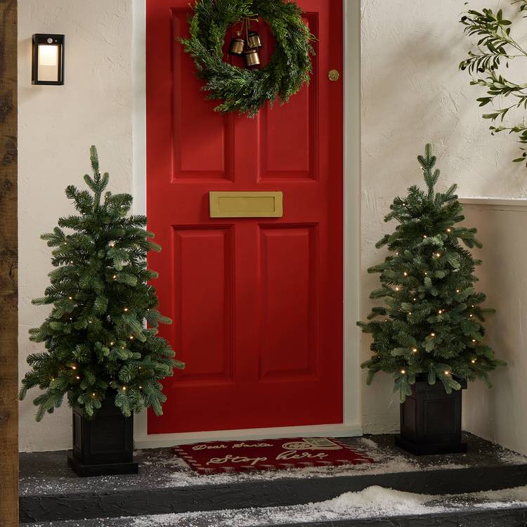 Habitat Pack of 2 3ft Pre Lit Potted Porch Christmas Tree 0