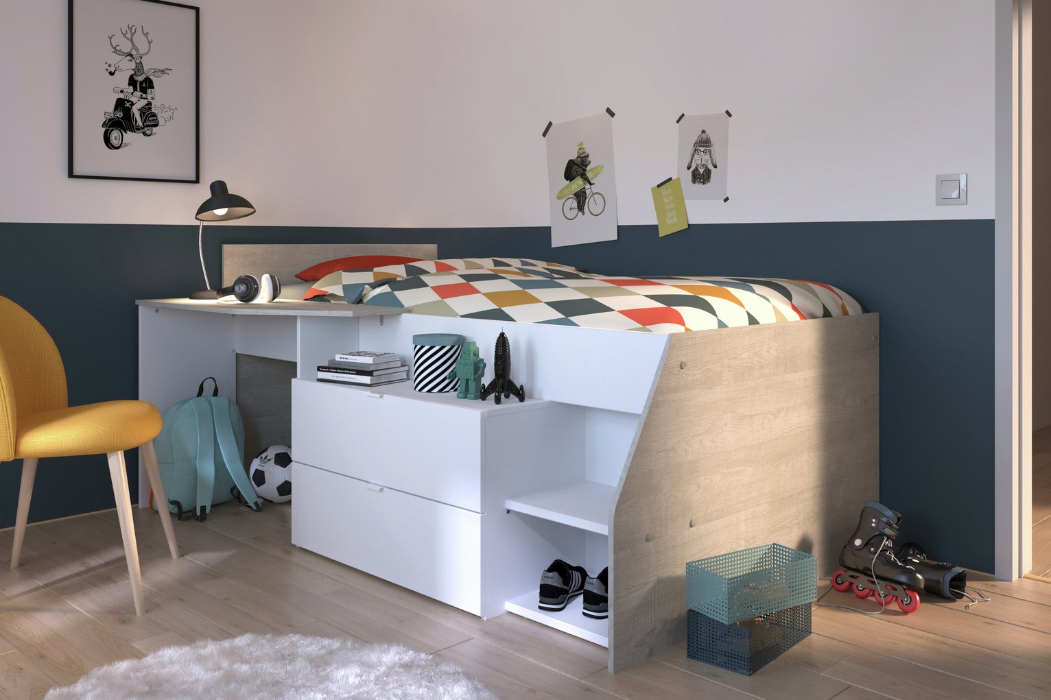 white cabin bed argos