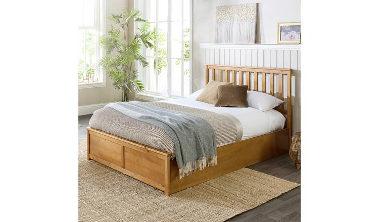 Aspire Atlantic Single End Lift Ottoman Bed - Light Wood