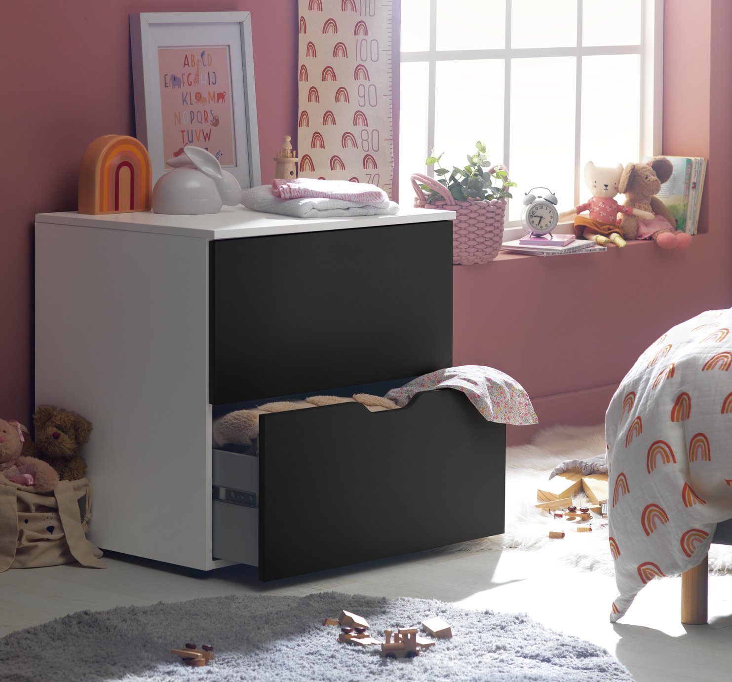 Argos Home Pod 2 Drawer Low Chest of Drawers - Blackboard