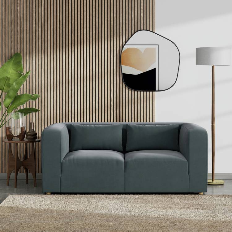 Habitat Lars Fabric 2 Seater Sofa - Charcoal - Ash Leg 0