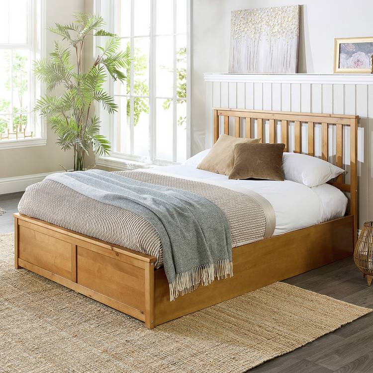Aspire Atlantic Double End Lift Ottoman Bed - Light Wood 0