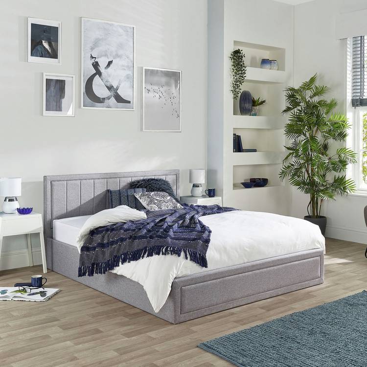 Aspire Cotswold Kingsize EndLift Ottoman Bed & Mattress-Grey 0