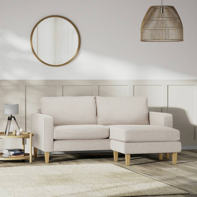 Habitat Flint Fabric Reversible 3 Seater Corner Sofa-Natural 0