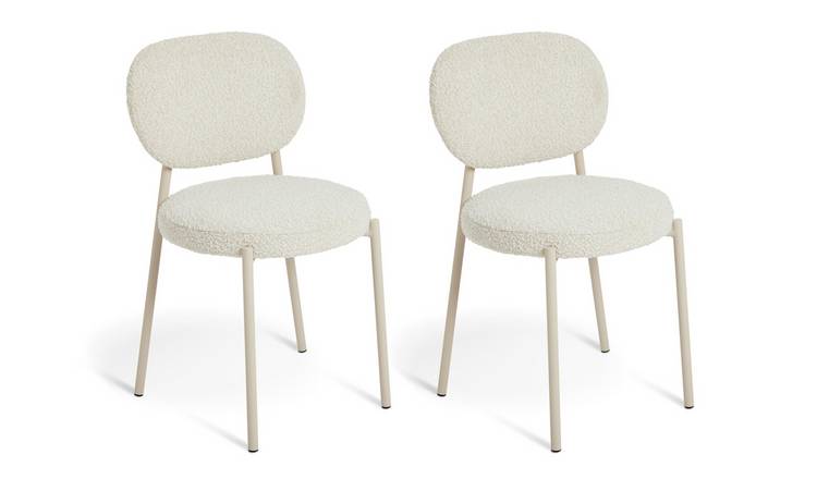 Buy Habitat Orson Pair of Boucle Dining Chairs - White | Dining chairs | Argos