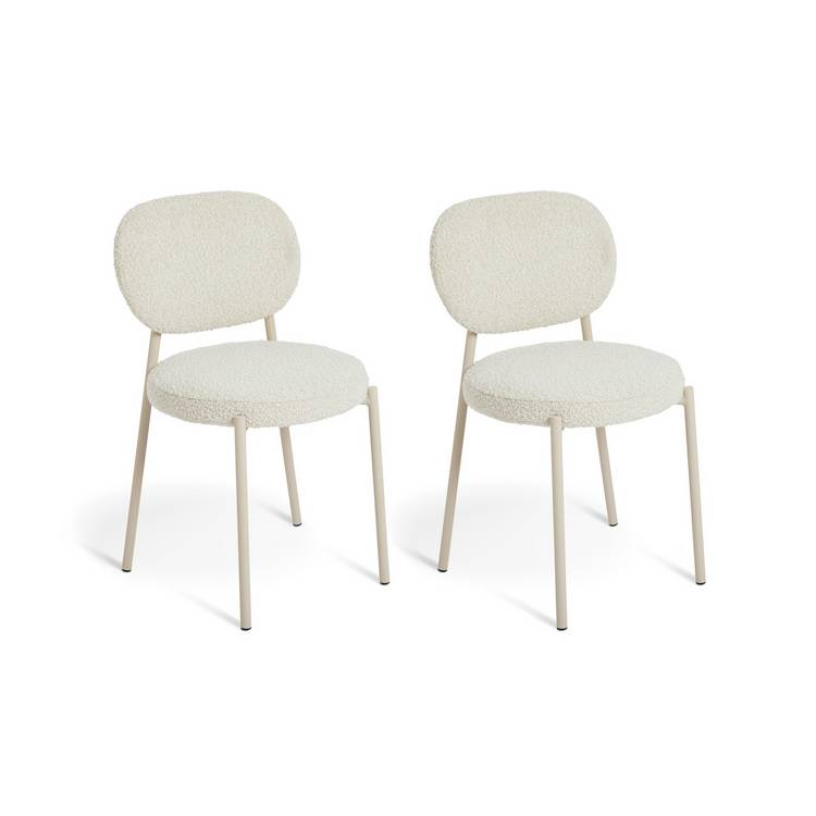 Buy Habitat Orson Pair of Boucle Dining Chairs White Dining chairs and benches Habitat