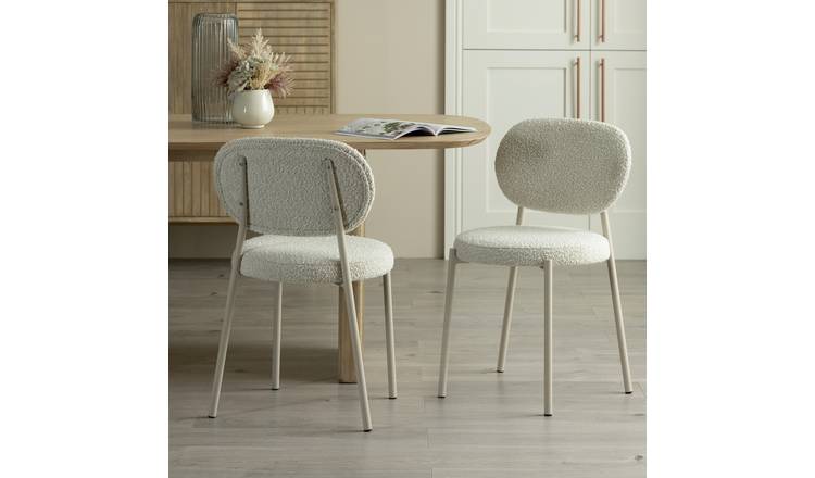 Habitat Orson Pair of Boucle Dining Chairs - White