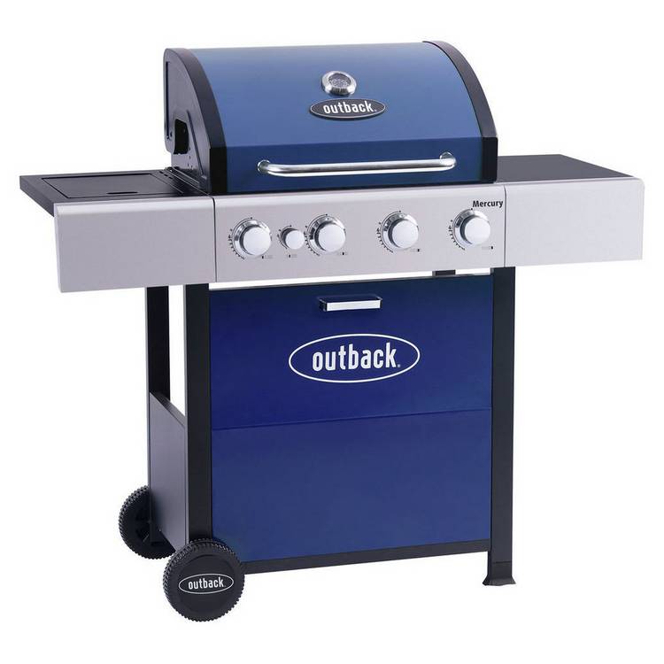 Outback Mercury 4 Burner Gas BBQ - Blue 0
