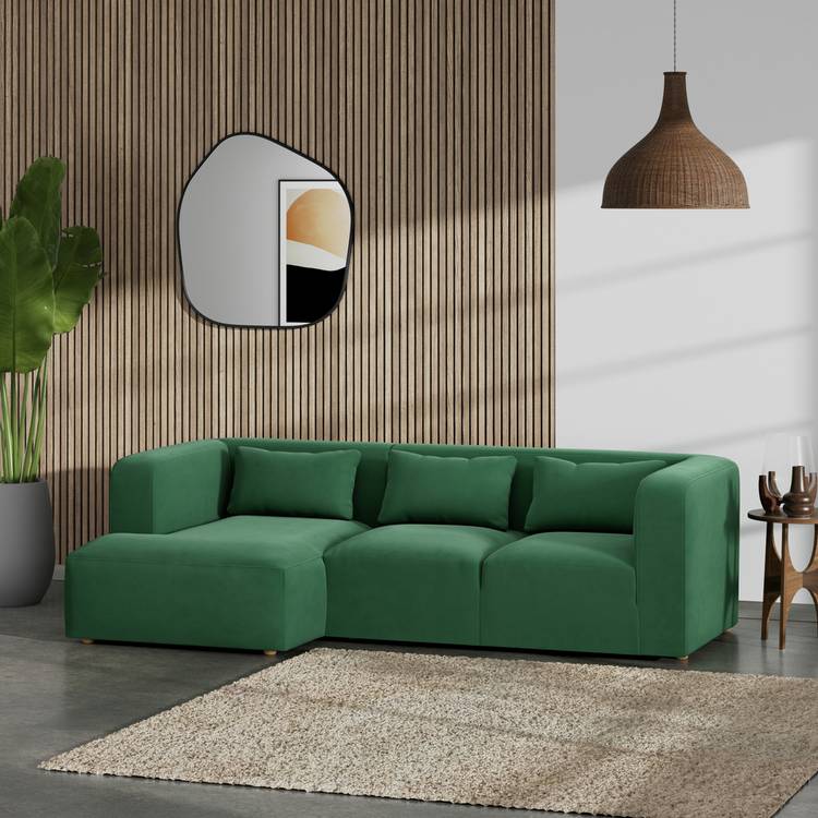 Habitat Lars Left Hand Corner Sofa - Green - Ash Leg 0