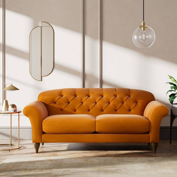 Habitat Brooker Fabric  3 Seater Sofa - Orange - Dark Leg  0