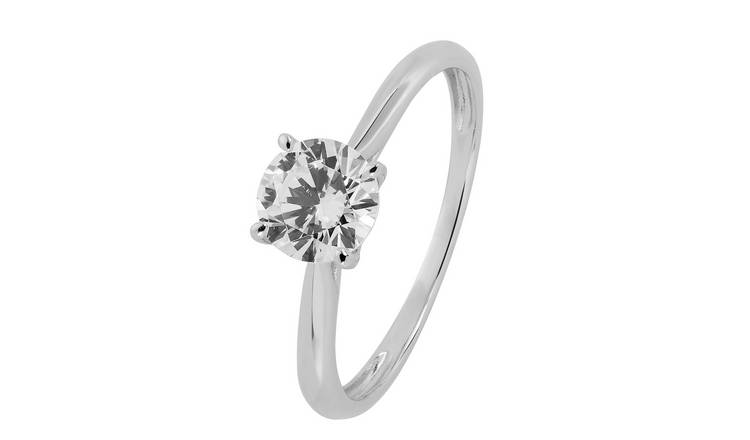 Revere 9ct White Gold Cubic Zirconia Engagement Ring - J