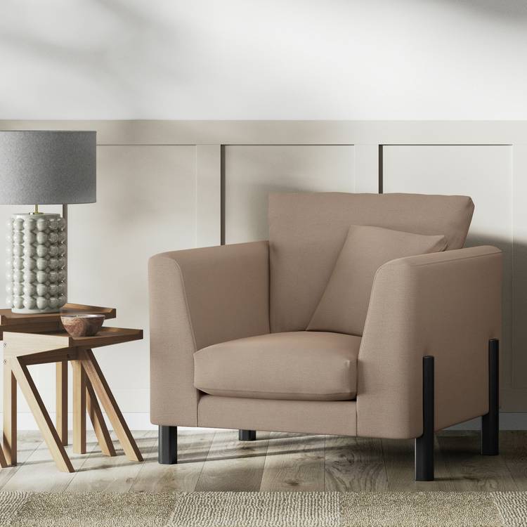 Habitat Aston Fabric Armchair - Biscuit - Black Leg 0