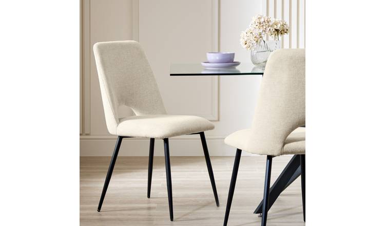 Argos Home Vance Pair of Fabric Dining Chairs - Cream