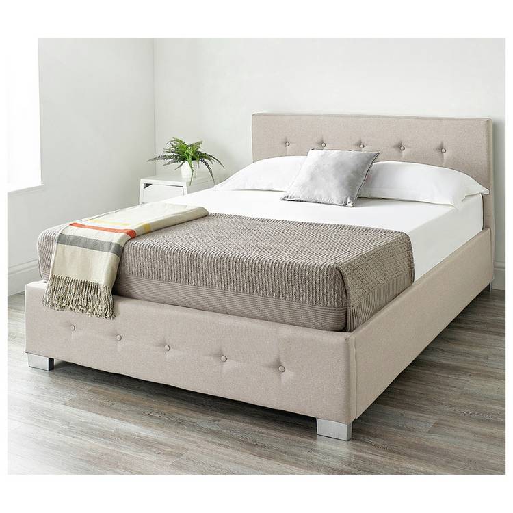 Aspire Fabric Double End Lift Ottoman Bed - Beige 0