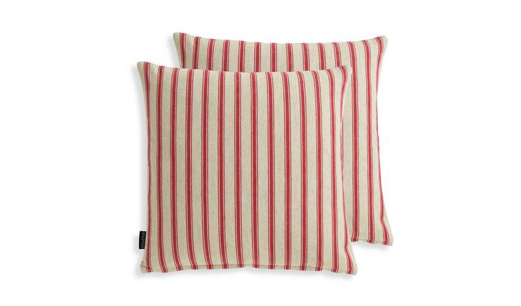 Habitat Red Dye Yarn Stipe Cushion Cover - 2 Pack - 43x43cm