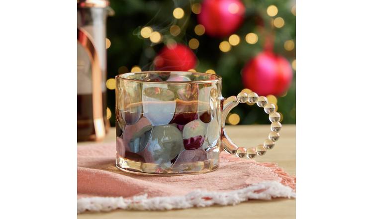 Argos Home Translucent Glass Mug with Beaded Handle