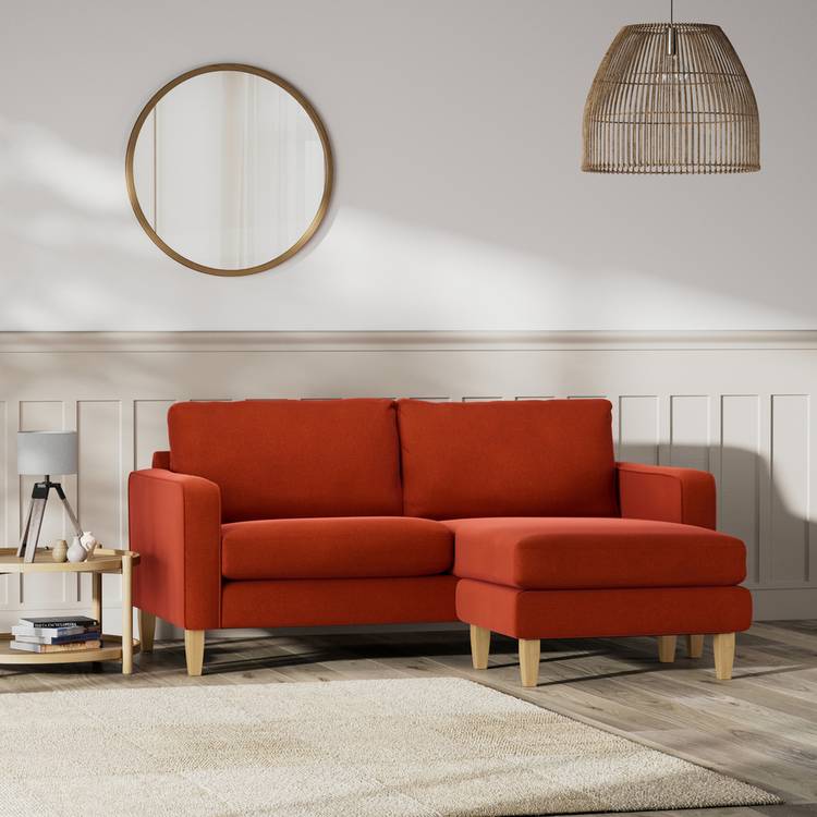 Habitat Flint Velvet Reversible Corner Sofa - Burnt Orange 0