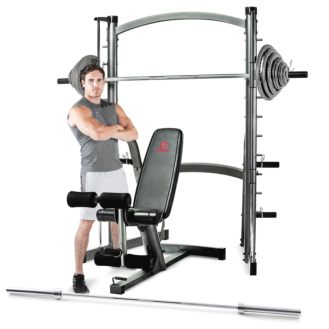 Smith Machine Marcy SM-1050 - Palestra Casa Con Panca Pesi, Squat Rack - Portata 135kg - Foto 6