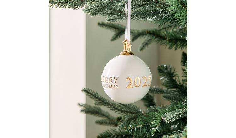 Argos Home Single Gold Merry Christmas 2025 Bauble
